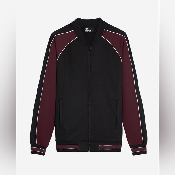 The Kooples Other - The Kooples Colorblock Zipped Sweatshirt Track Jacket Baseball Collar Silk Trim